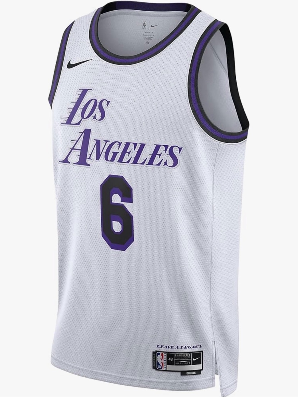 Nike Los Angeles White & Purple Basketball LeBron James Jersey